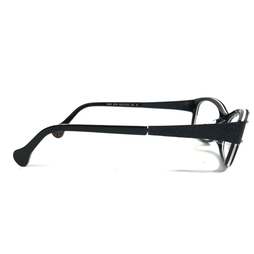 BOZ Eyeglasses Frames VARA 0010 Black White Silver Studded 53.5-16.5-135